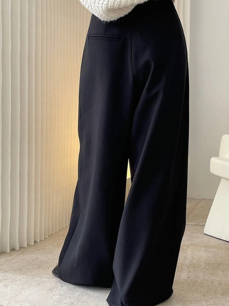 2023 Spring New Women Solid Color Button High Waist Long Trousers Ladies Casual Fashion Wide Leg Pants 2J378