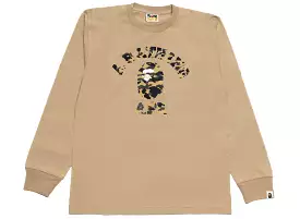 A Bathing Ape 1st Camo Camo College L/S Tee in Beige xld