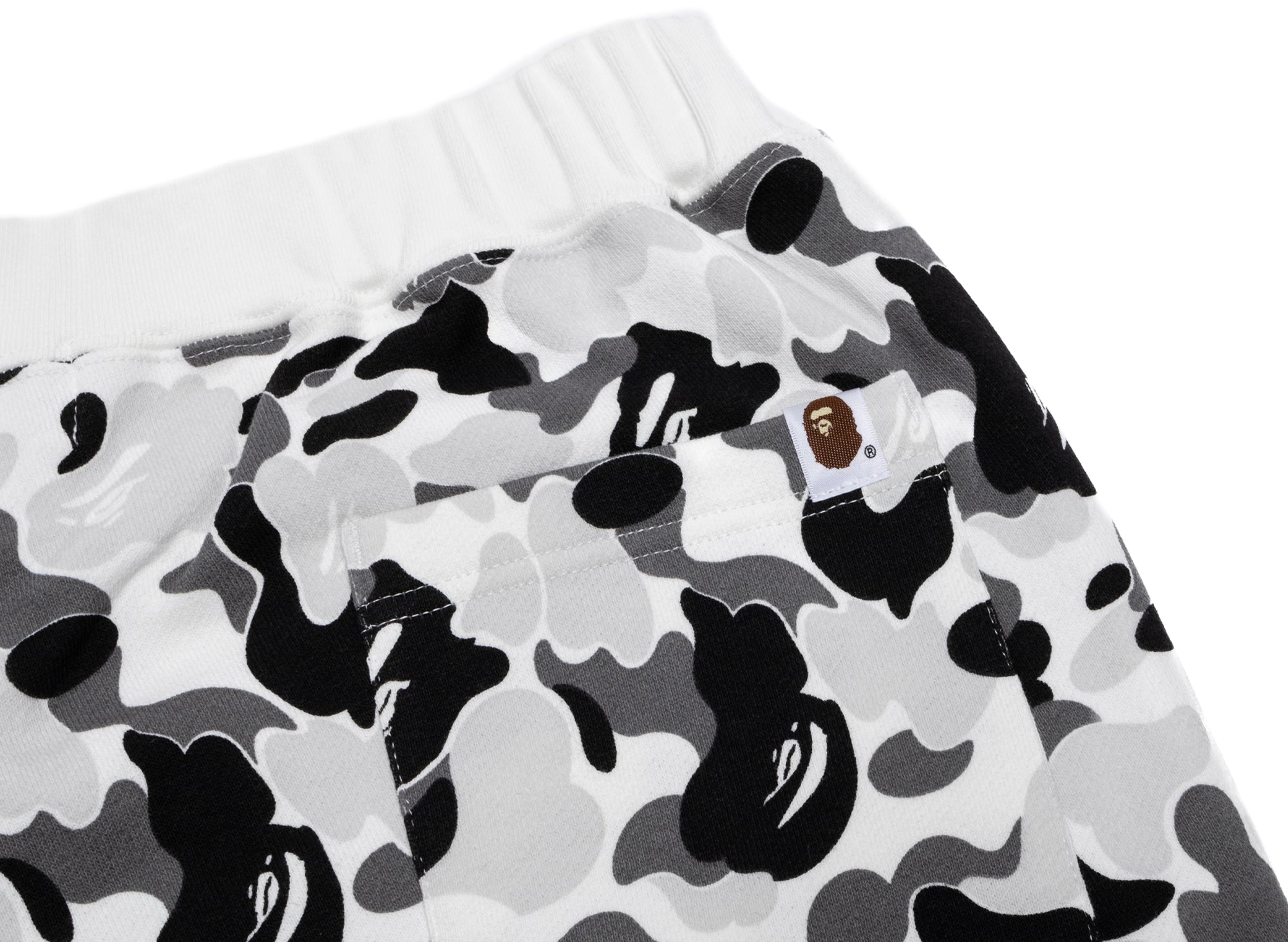 A Bathing Ape ABC Camo Crystal Stone Sweatpants in White/Black