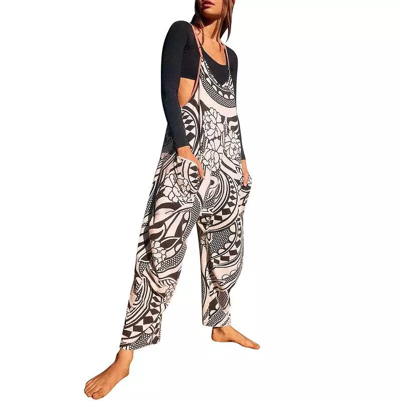 Ashore Shop Woman Casual Jumpsuit Women Casual Loose Long Bib Pants Wide Leg 2 Zipper Jumpsuits Baggy Rompers Overalls With Pock