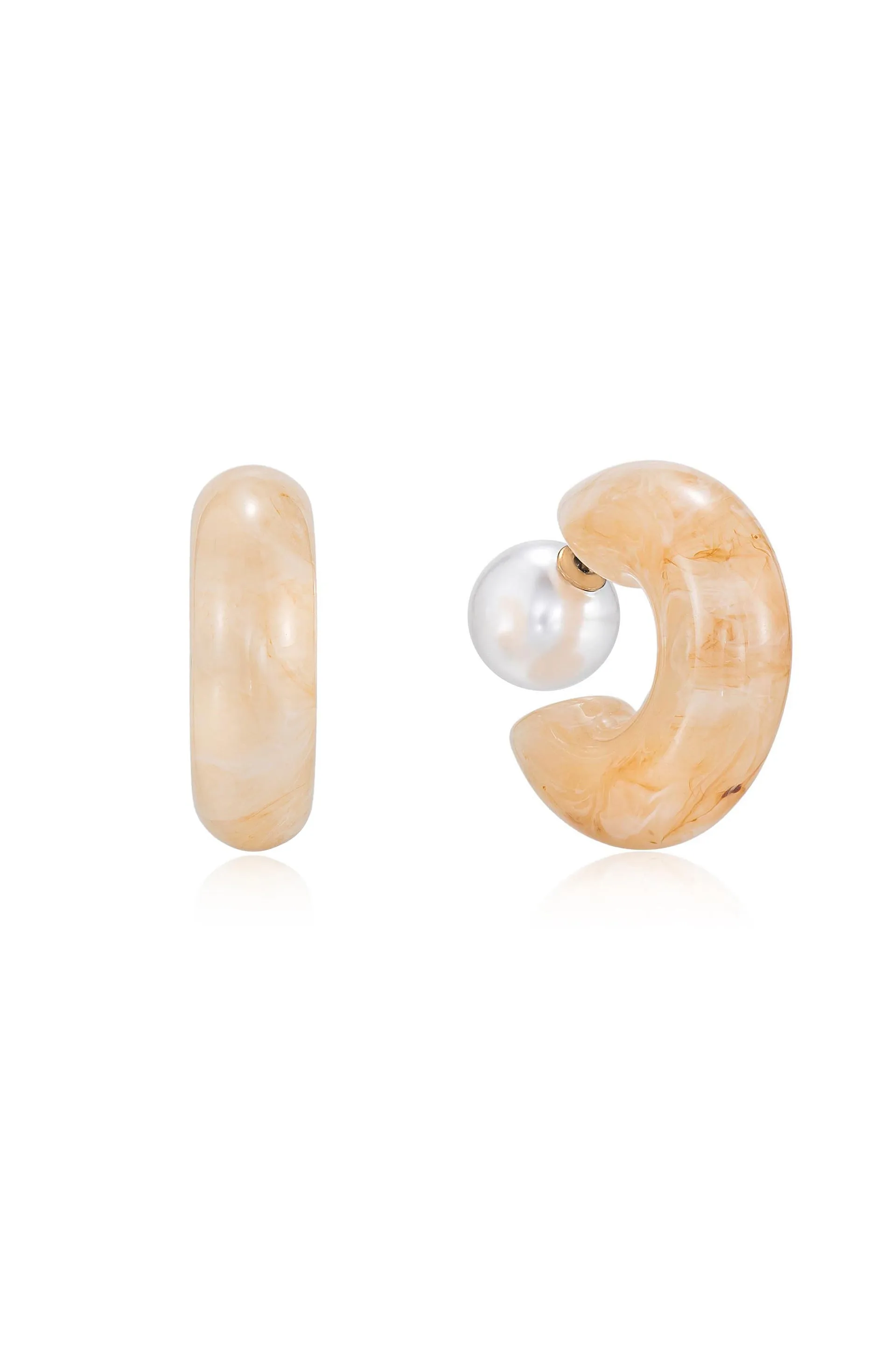 Beige Resin & Pearl Chunky Hoops