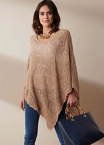 bonprix Knitted Poncho | Grattan