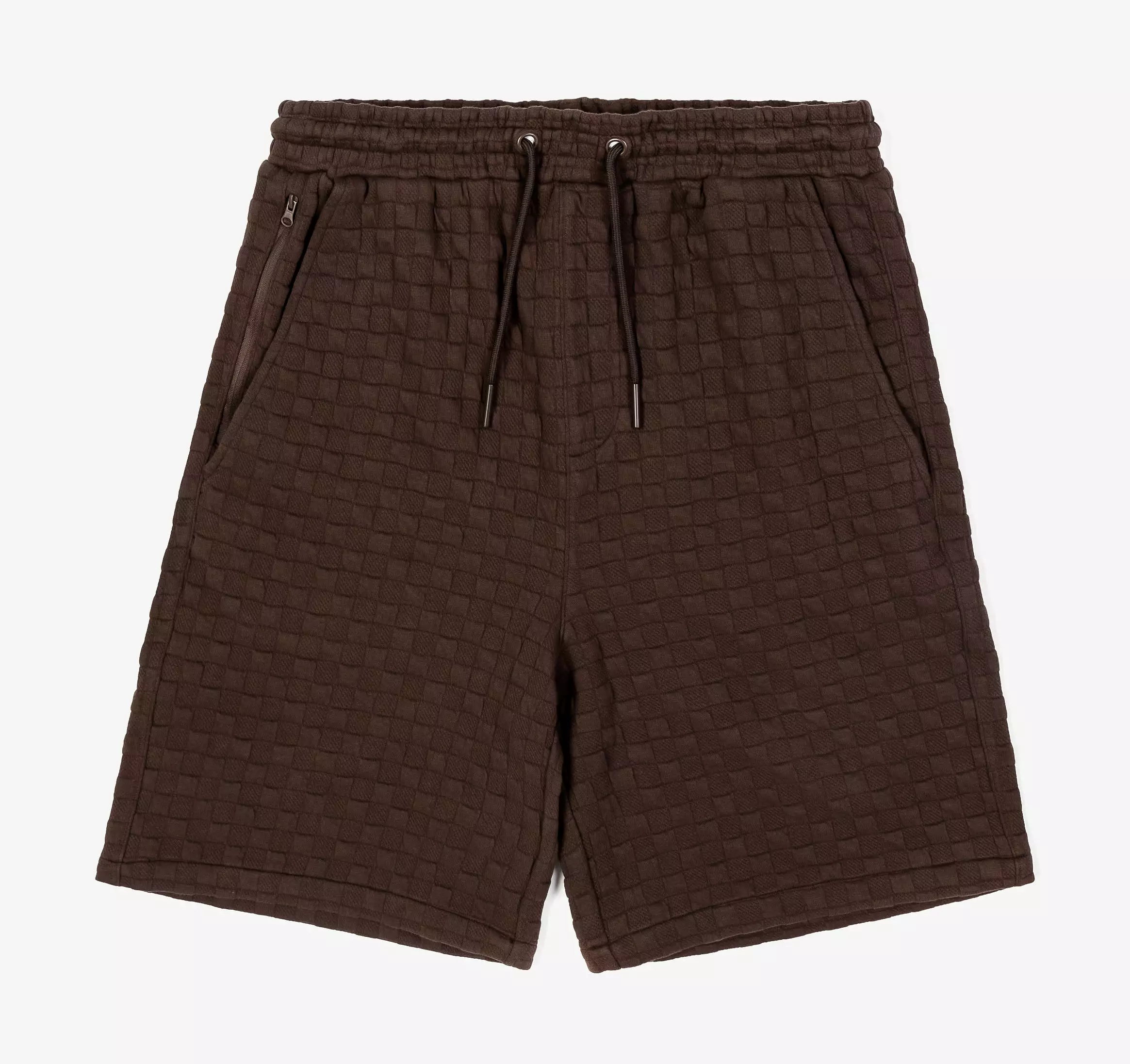 Checkered Knit Mens Shorts (Brown)