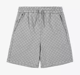 Checkered Knit Mens Shorts (Grey)