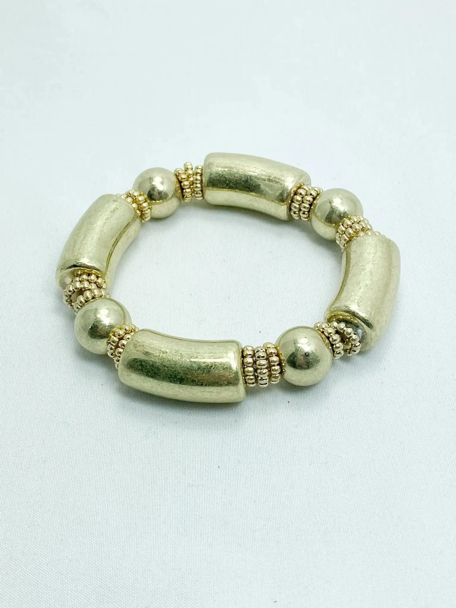 Chunky Gold Beaded Stretch Bracelet