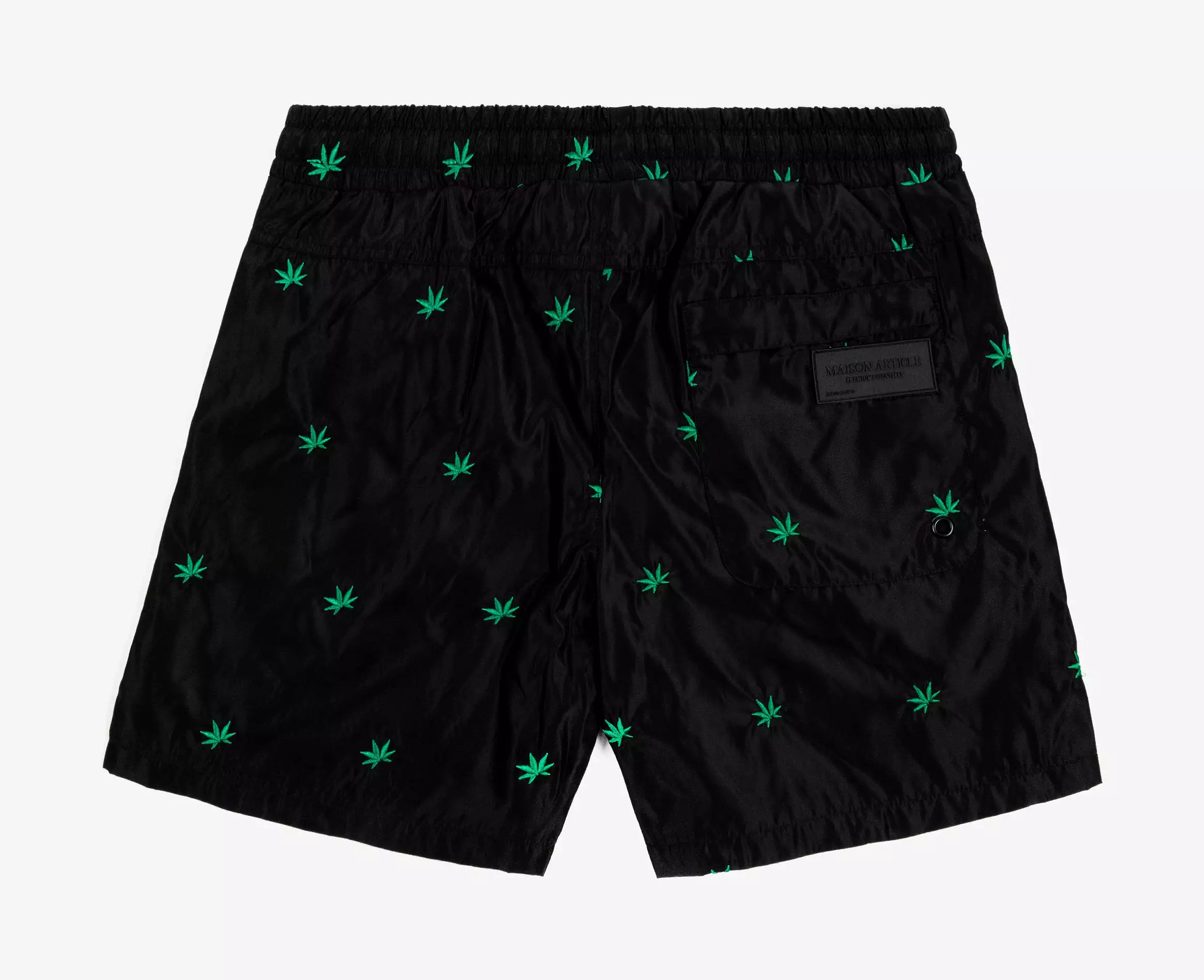 Embroidered Leaf Hybrid Mens Shorts (Black)