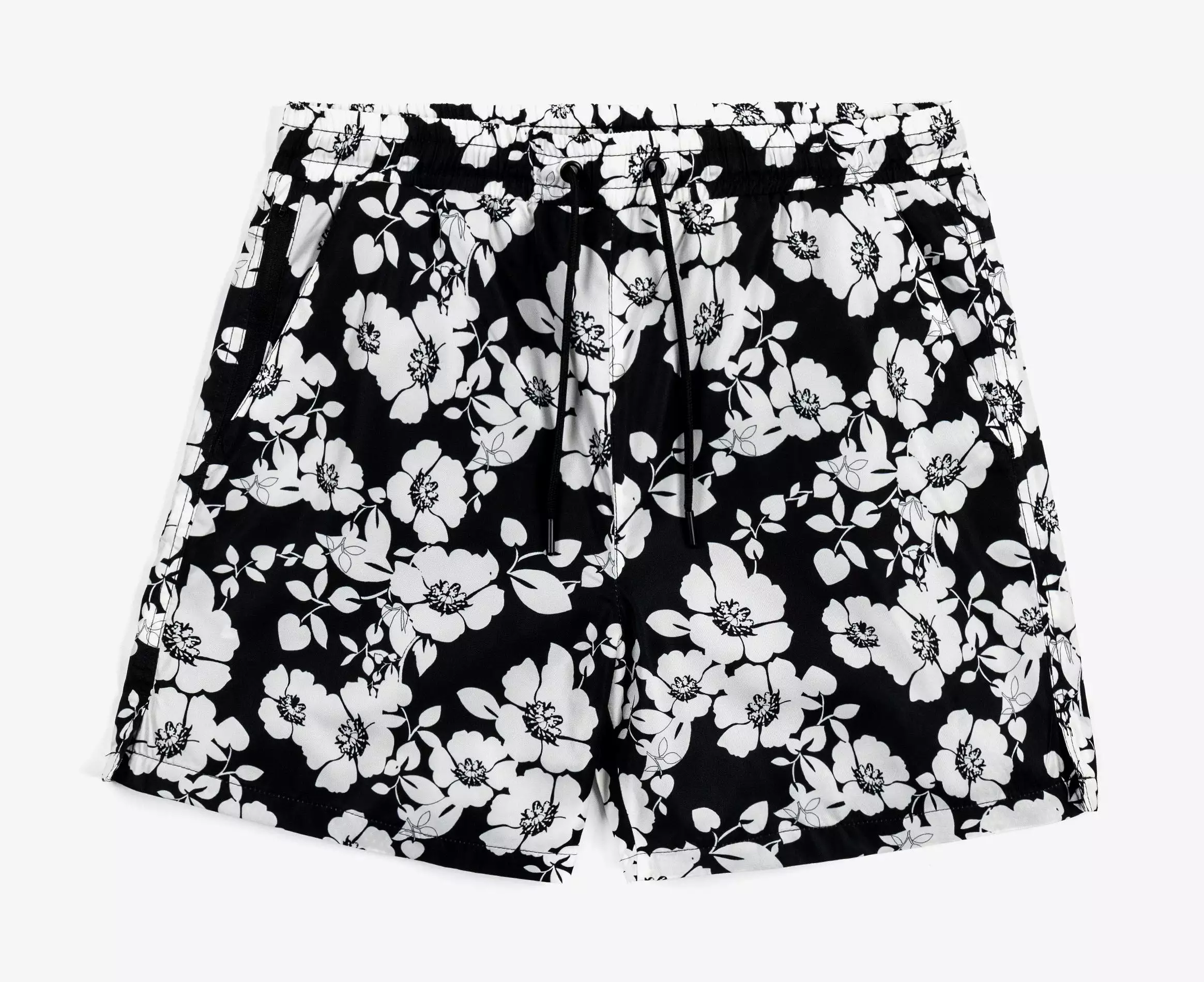 Florals Hybrid Mens Shorts (Black/White)