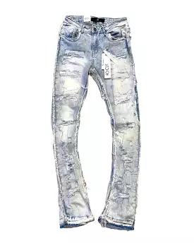 Heavy Distressed Stacked Denim Jean