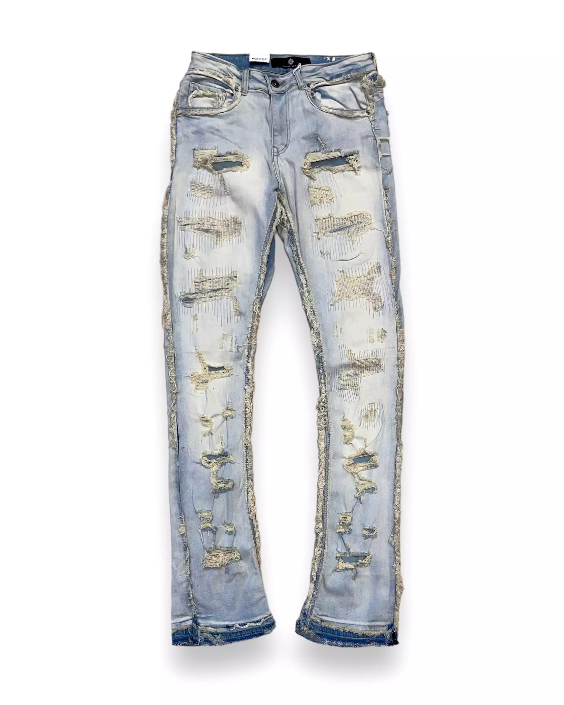 Heavy Distressed Stacked Denim Jean