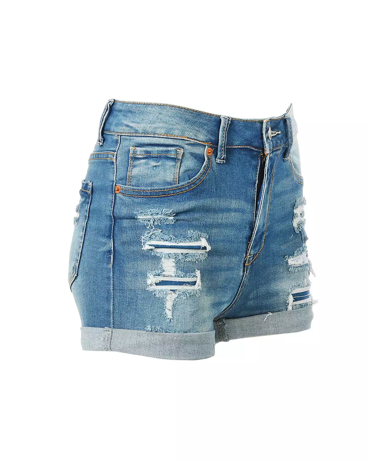 Junior Fit Classic Mid Rise Distressed Denim Frayed Cute Shorts