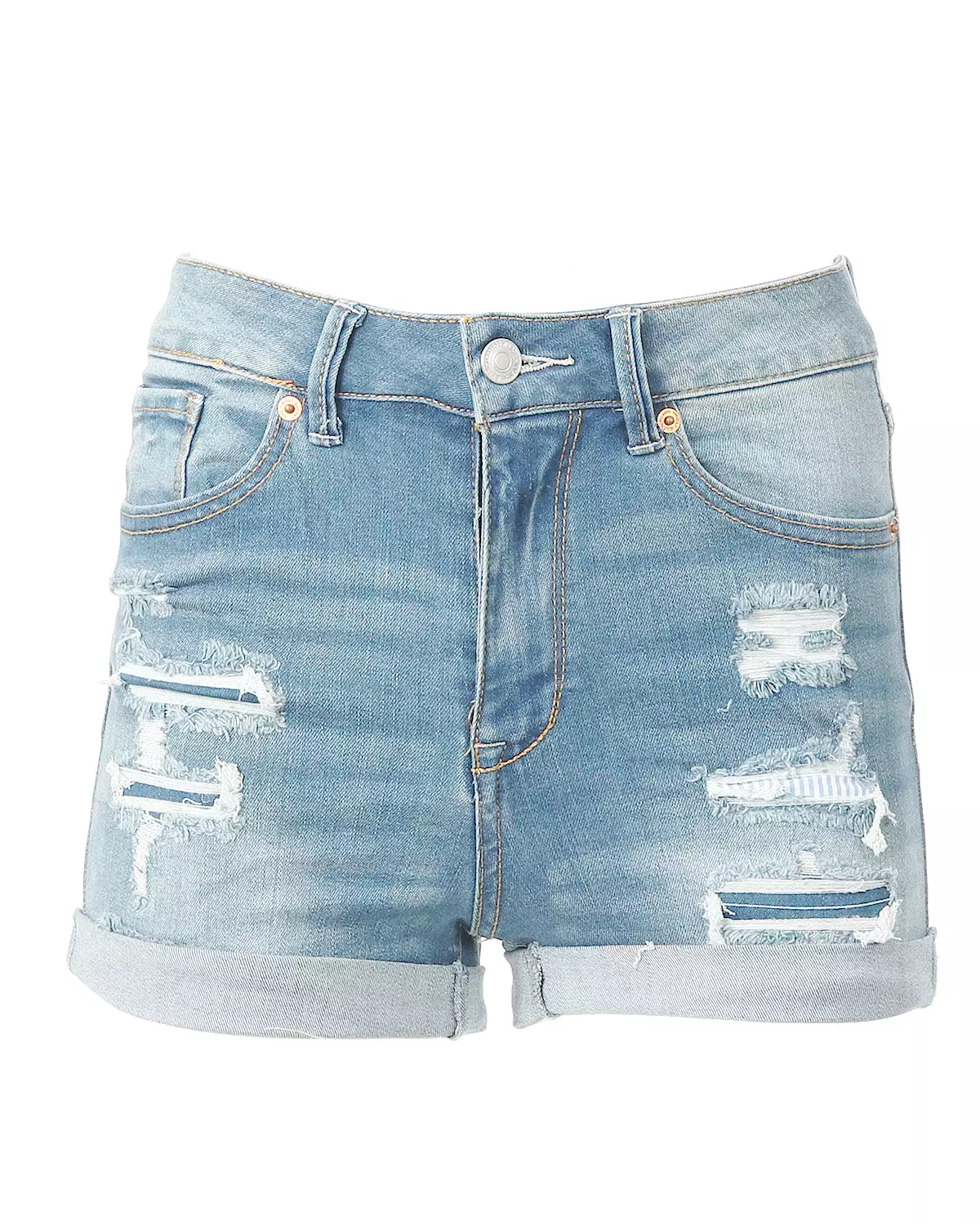 Junior Fit Classic Mid Rise Distressed Denim Frayed Cute Shorts