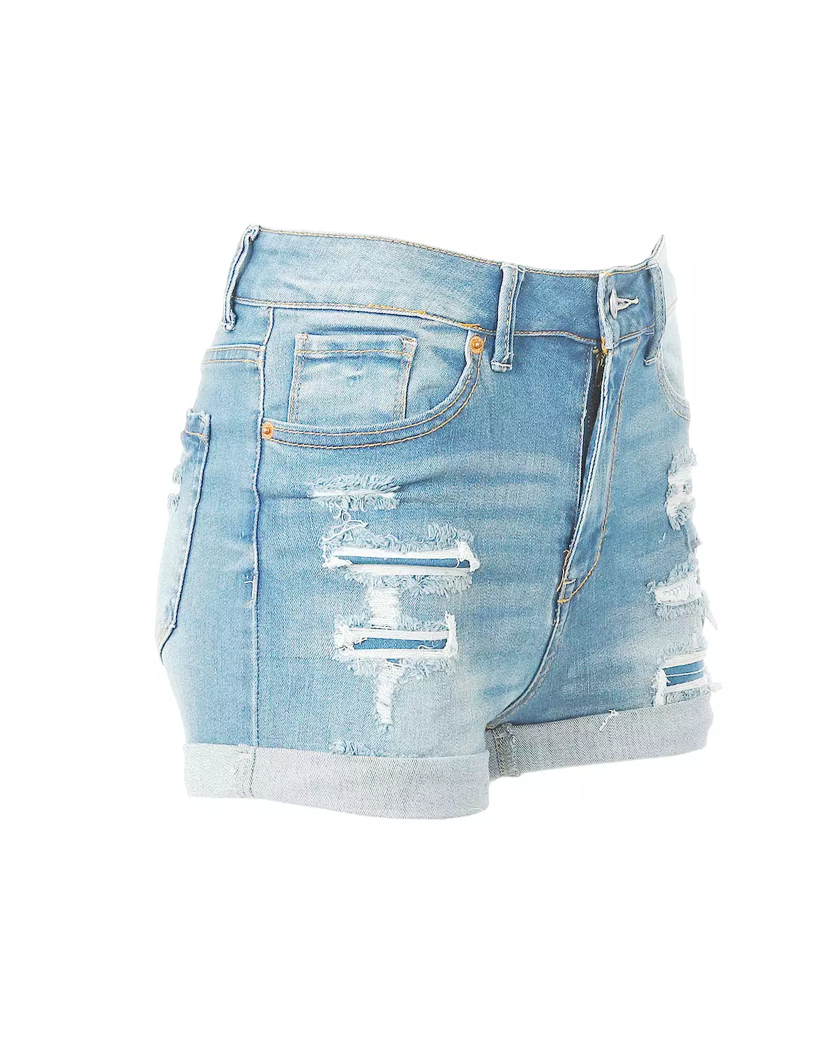 Junior Fit Classic Mid Rise Distressed Denim Frayed Cute Shorts