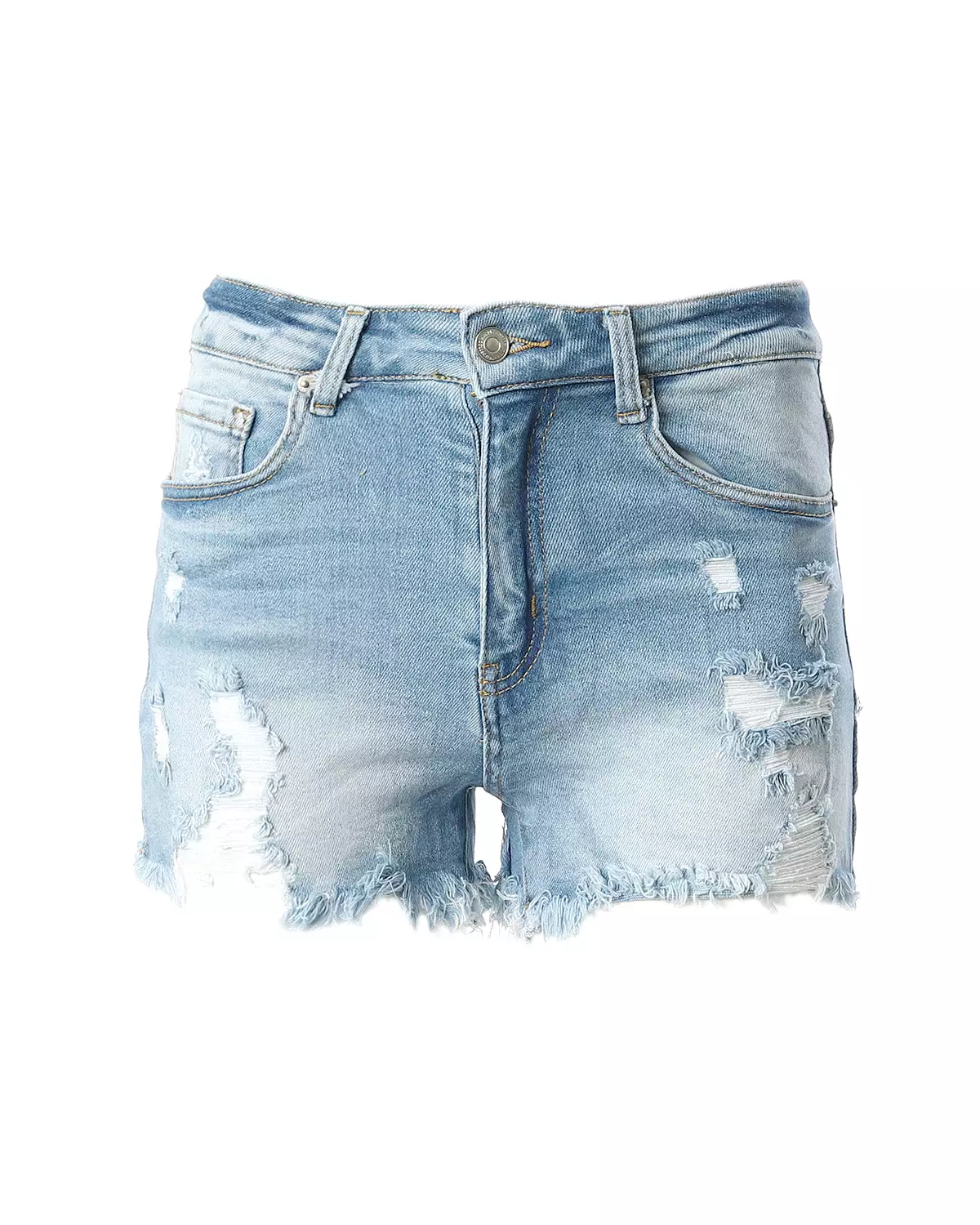 Junior Fit Classic Mid Rise Distressed Denim Frayed Cute Shorts