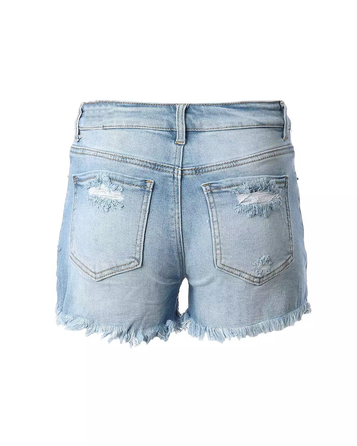 Junior Fit Classic Mid Rise Distressed Denim Frayed Cute Shorts