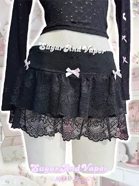 Kailani Pink bows Lace Jacquard Mini Skort