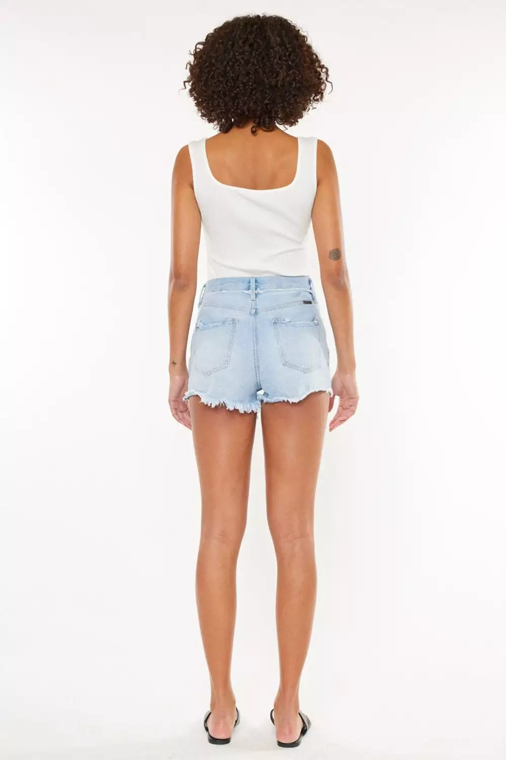 Kancan Distressed Button Fly Denim Shorts