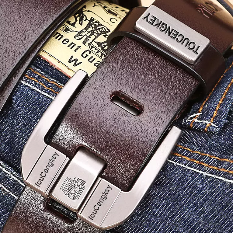 Leather Pin Buckle Jeans Versatile Retro Men's Belt