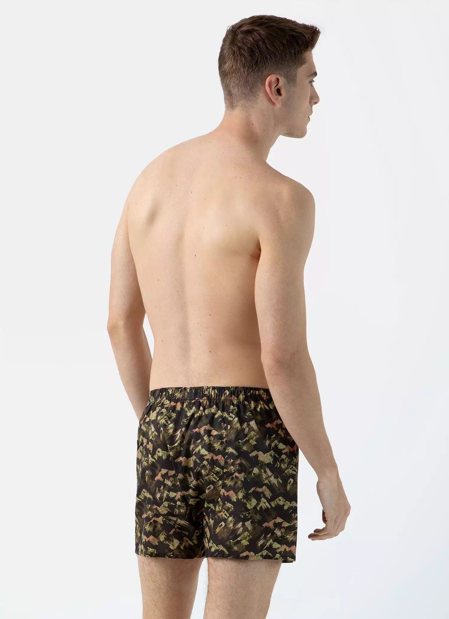 Men's Classic Boxer Shorts in Liberty Fabric Green Mount Olympus