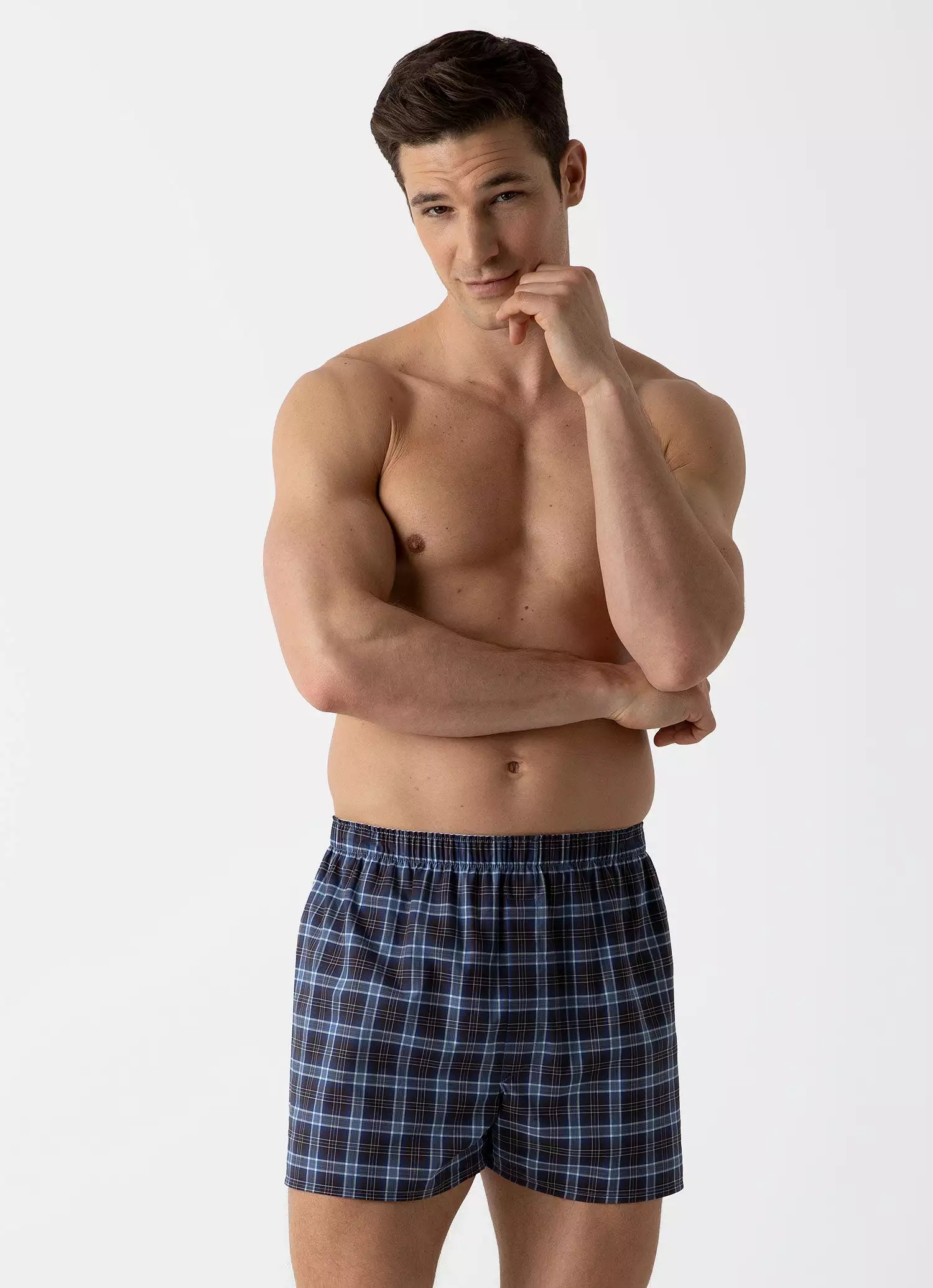 Men's Classic Boxer Shorts in Navy Check