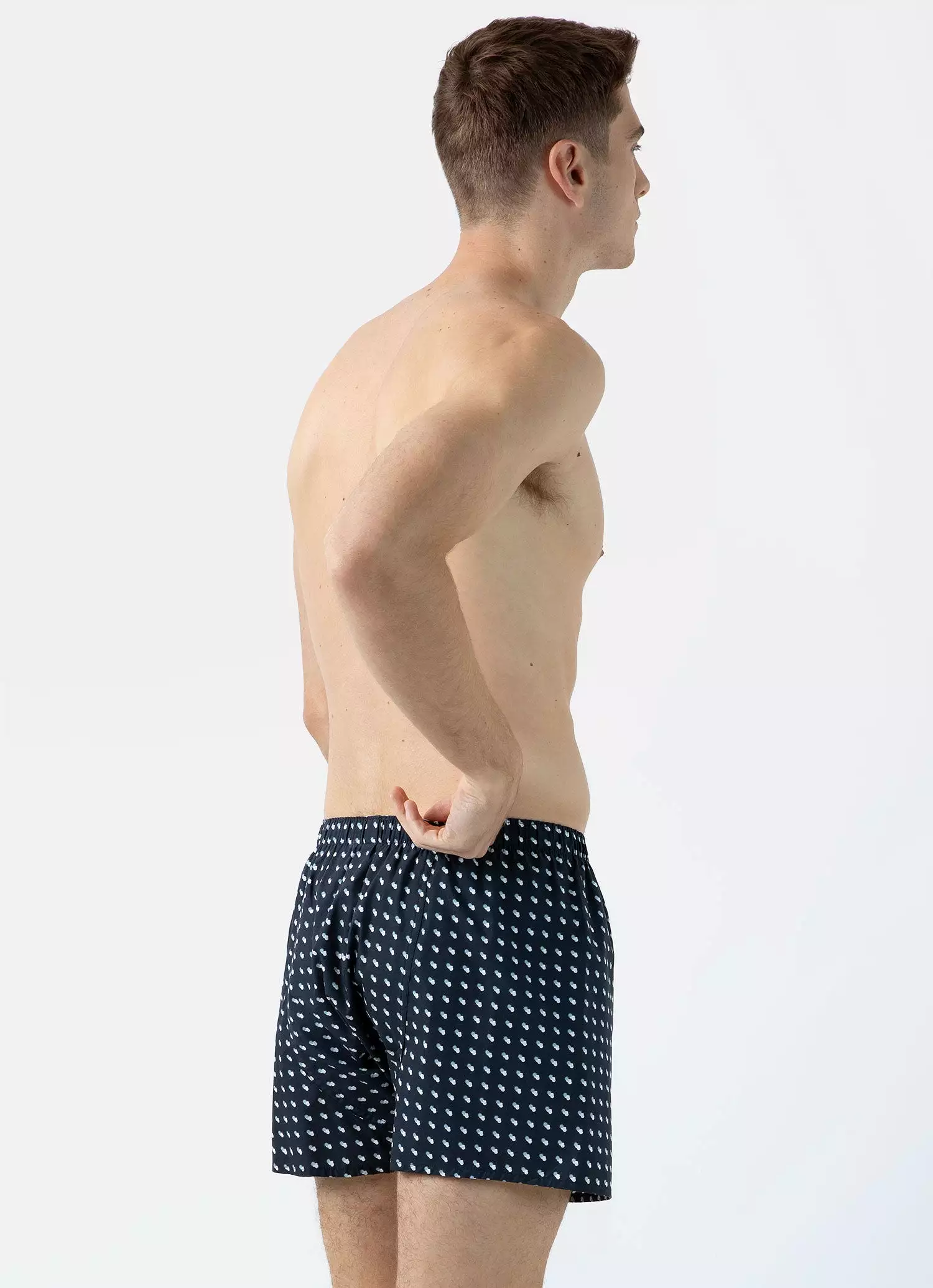 Men's Classic Boxer Shorts in Navy Sun & Clouds