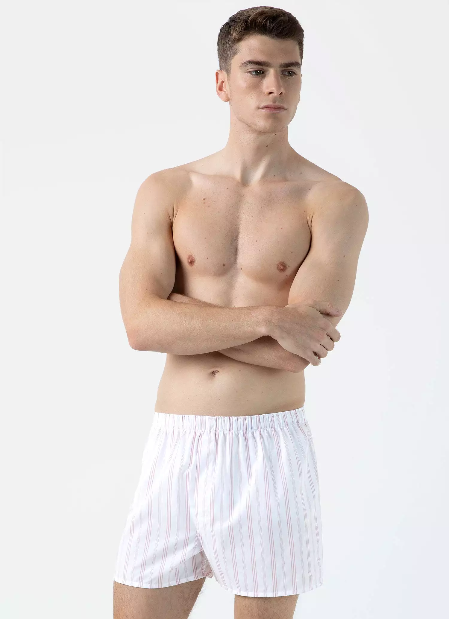 Men's Classic Boxer Shorts in Pale Pink Stripe