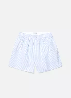 Men's Classic Boxer Shorts in White/Light Blue Bar Stripe