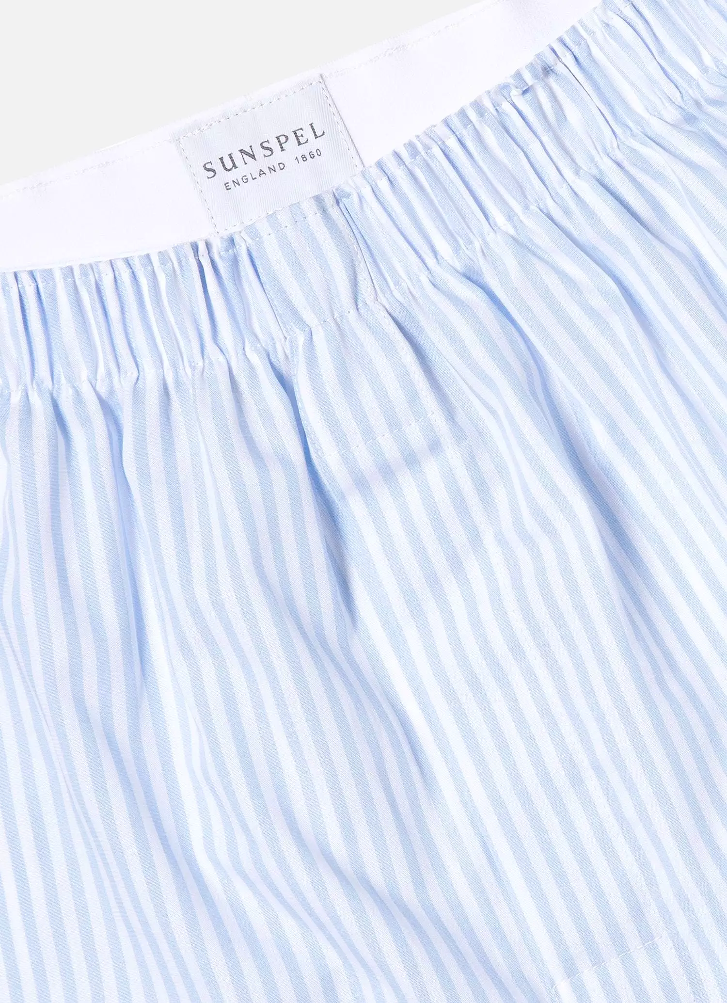 Men's Classic Boxer Shorts in White/Light Blue Bar Stripe