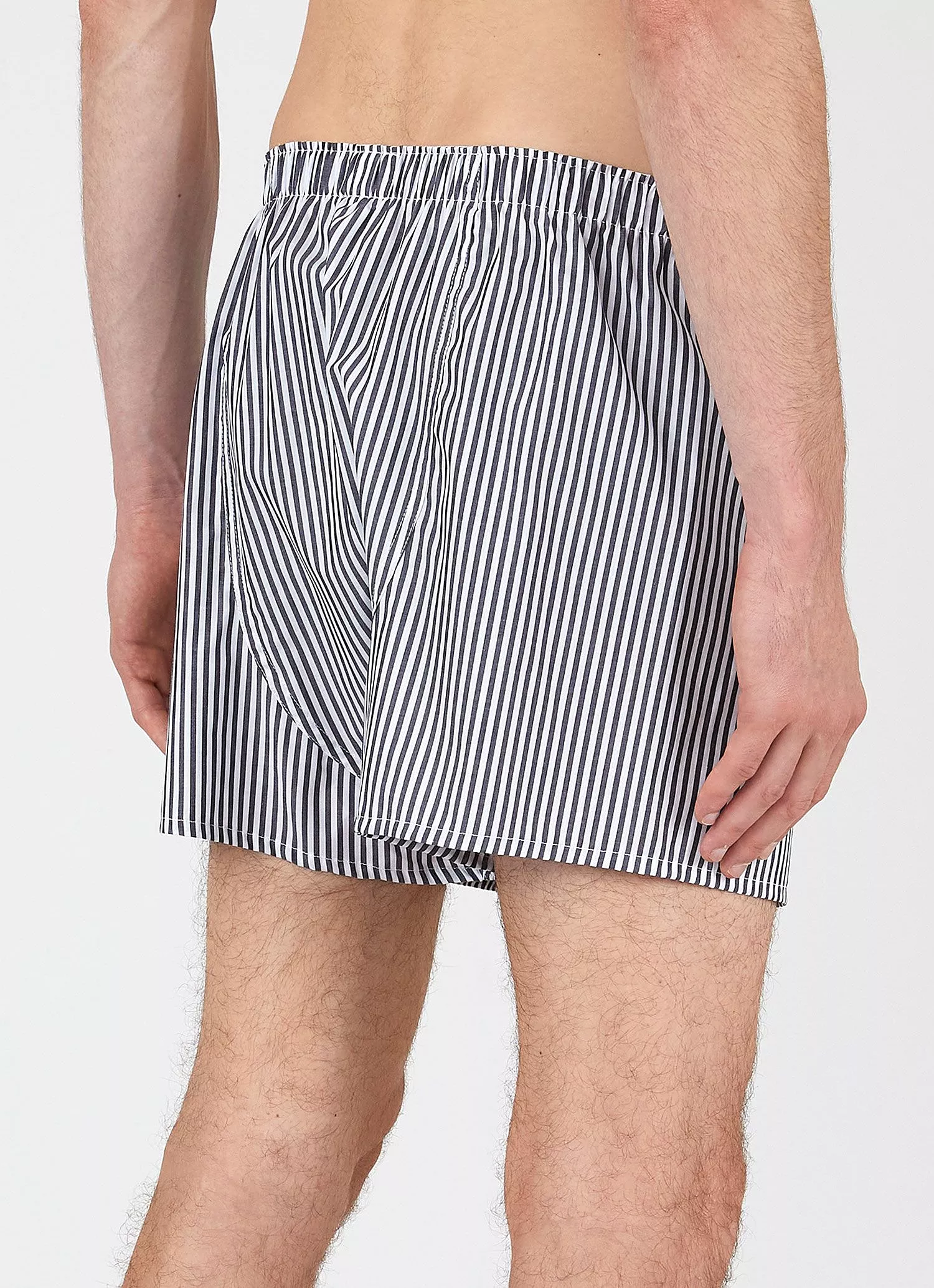 Men's Classic Boxer Shorts in White/Navy Stripe