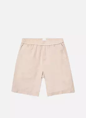 Men's Cotton Linen Drawstring Shorts in Light Sand