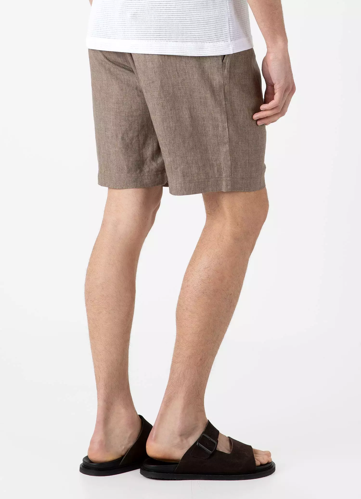 Men's Linen Drawstring Short in Dark Sand