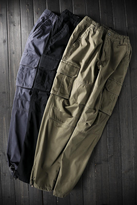 Men's loose trousers multi-pocket straight casual pants men