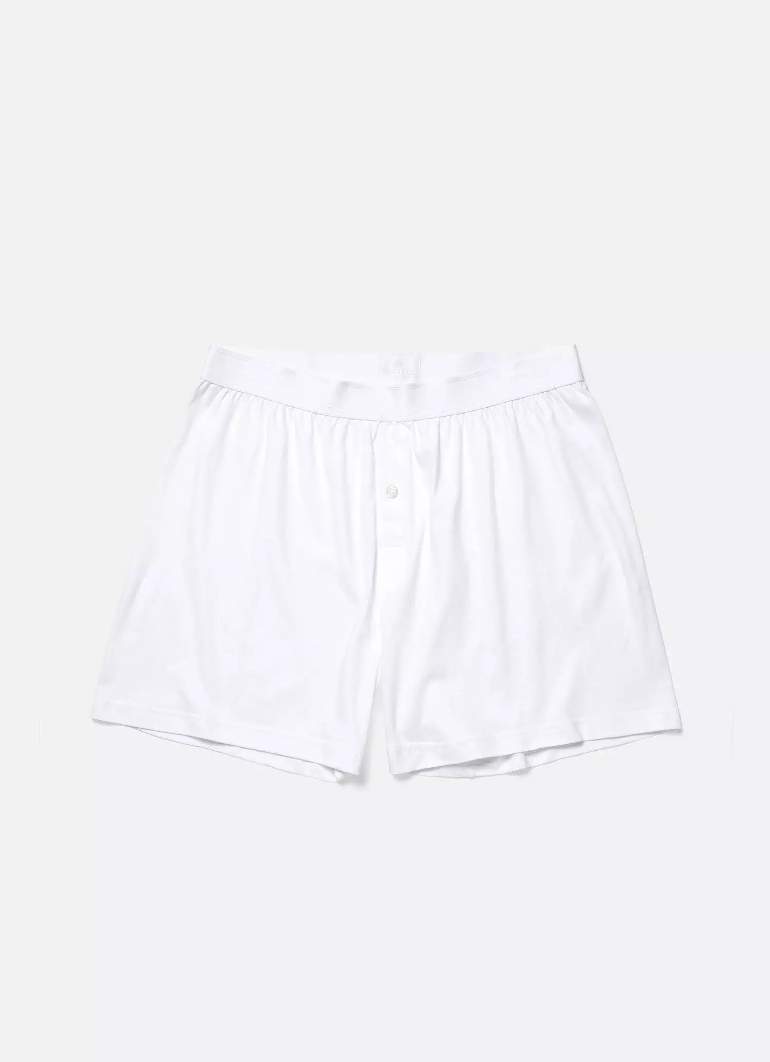 Men's Sea Island Cotton One-Button Shorts in White