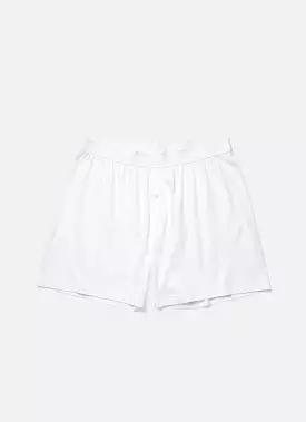 Men's Sea Island Cotton One-Button Shorts in White