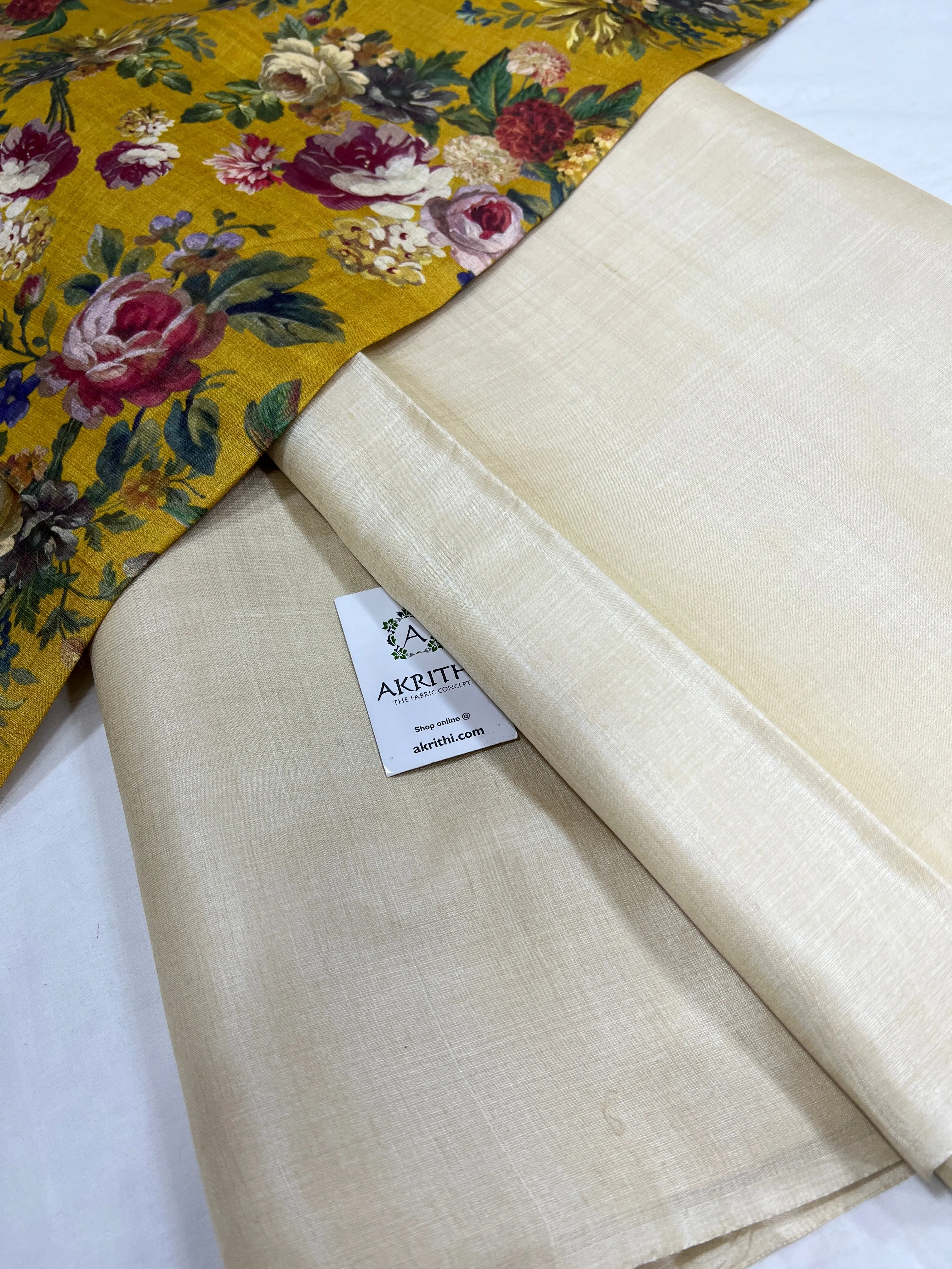 Pure tussar silk saree with printed tussar blouse