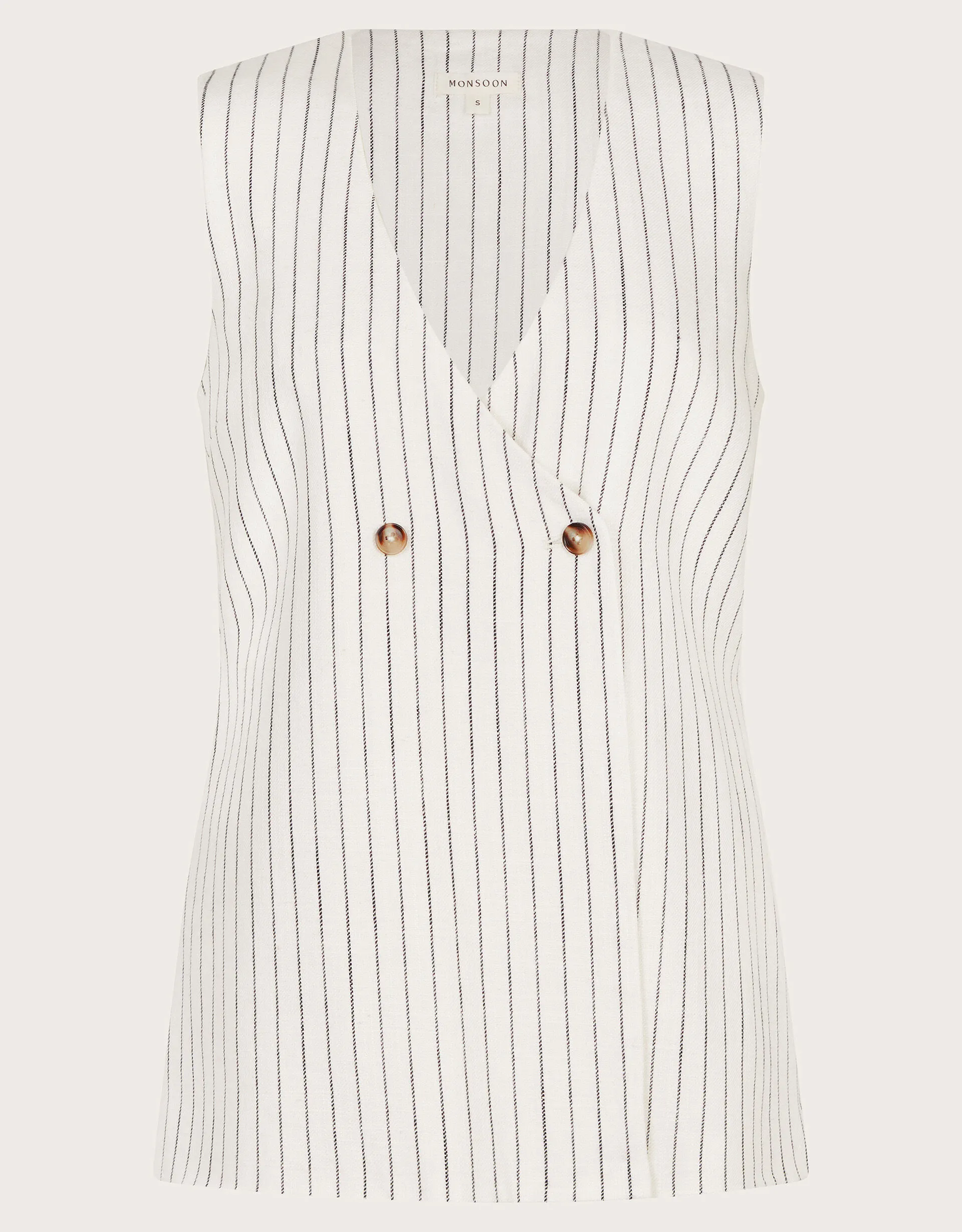 Sara Stripe Waistcoat Ivory