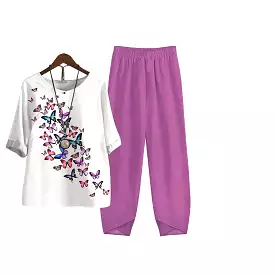 Spring Women Leisure Blouse and Pants Set M 001007025