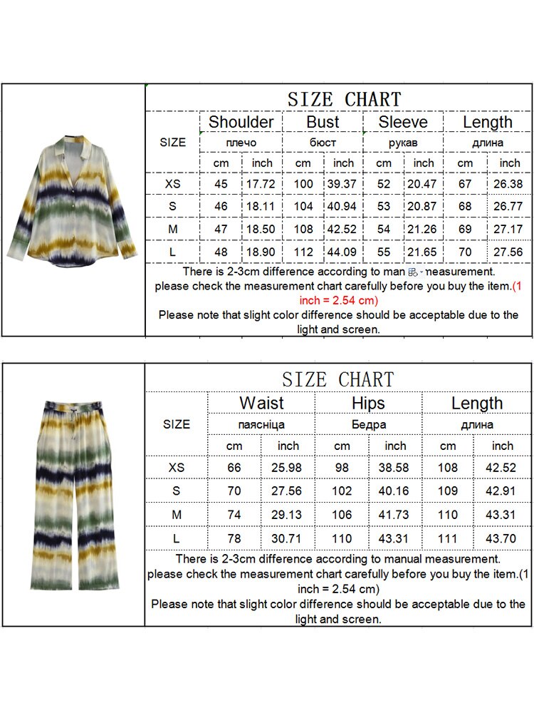 Summer Women Tie Dye Blouse Pants Sets 2023 Fashion Single Breasted Long Sleeve Tops Casual Drawstring Straight Trousers