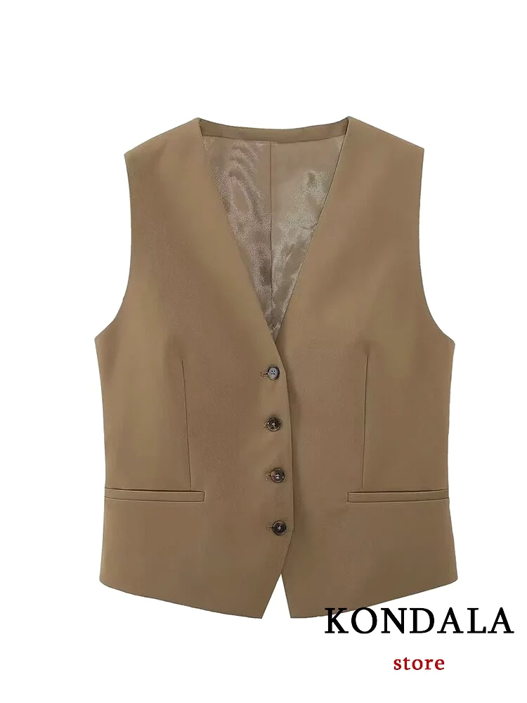 Vintage Office Lady Fashion 2023 Solid Khaki Women Chic Suits Long Sleeve Oversized Blazer Slim Vest Wide Leg Mop Pants