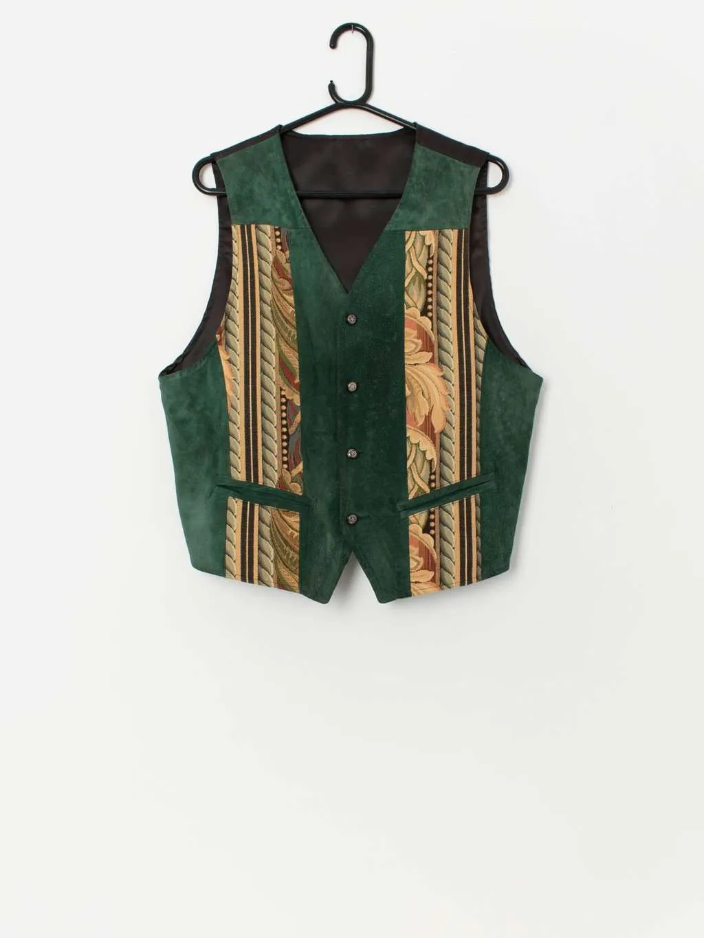 Vintage suede and tapestry waistcoat vest – Large