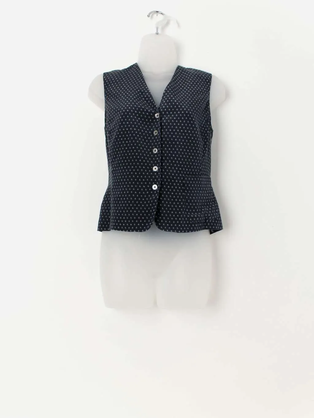 Women’s vintage silk waistcoat in navy blue – Small / Medium