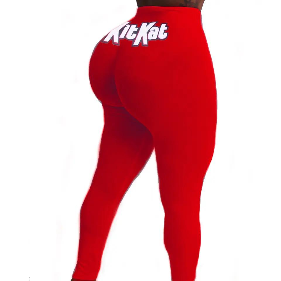 Women's sexy high waist leggings plus size trousers Snickers KitKat printed sweatpants American clothing sports fitness pants L 